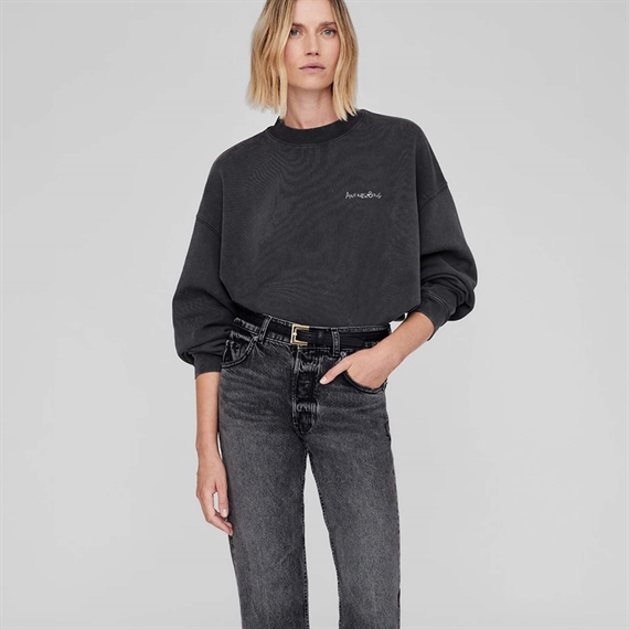 Anine Bing Jaci Sweatshirt, Washed Black 